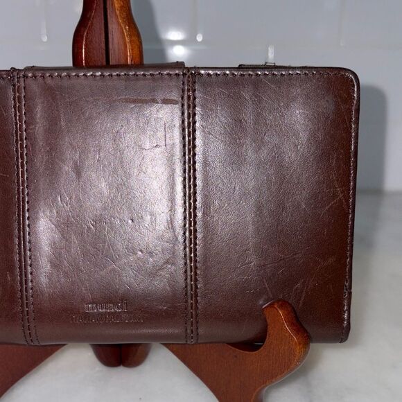 Mundi Wallet Smooth Italian Leather Bifold Compact Snap Flap - Picture 7 of 16